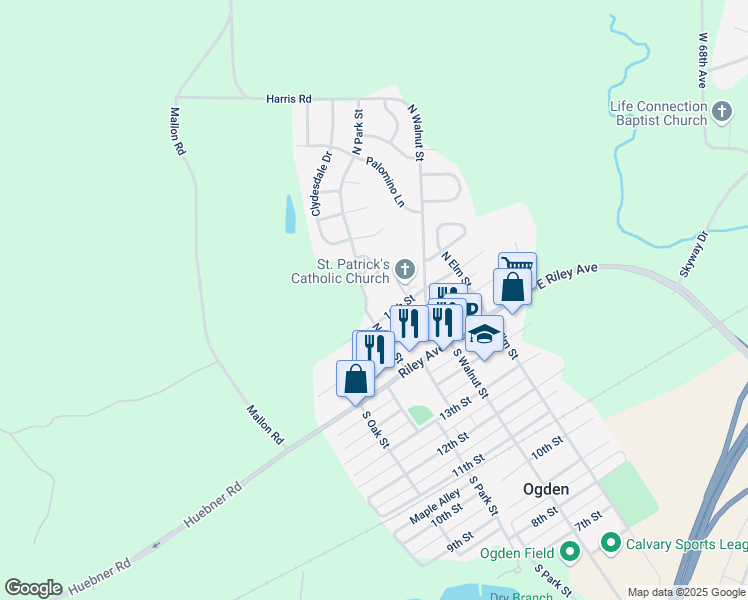 map of restaurants, bars, coffee shops, grocery stores, and more near 300 North Park Street in Ogden