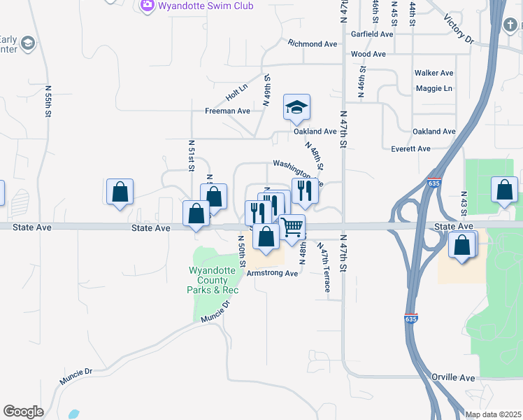 map of restaurants, bars, coffee shops, grocery stores, and more near in Kansas City