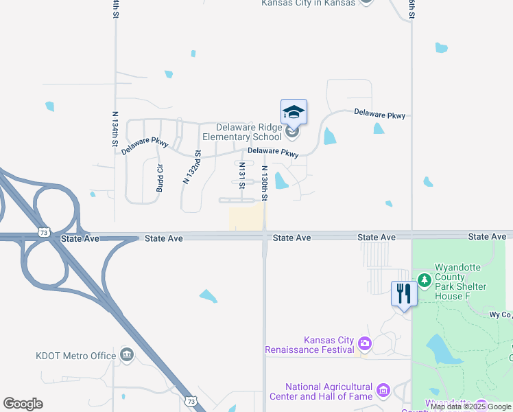 map of restaurants, bars, coffee shops, grocery stores, and more near 13000 State Avenue in Kansas City