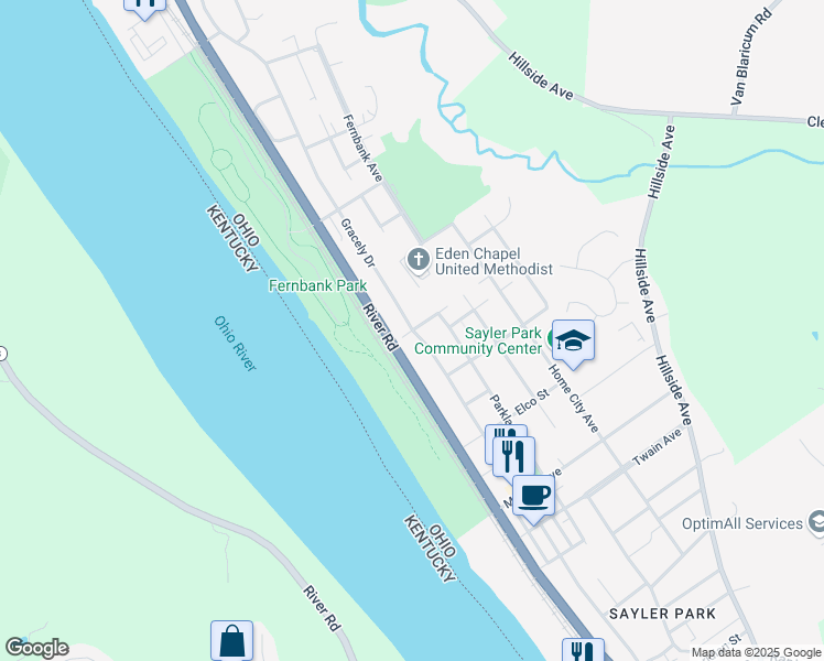 map of restaurants, bars, coffee shops, grocery stores, and more near 6901 Gracely Drive in Cincinnati