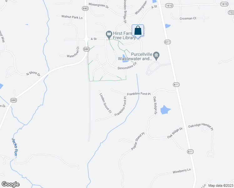 map of restaurants, bars, coffee shops, grocery stores, and more near 37185 Franklins Ford Place in Purcellville