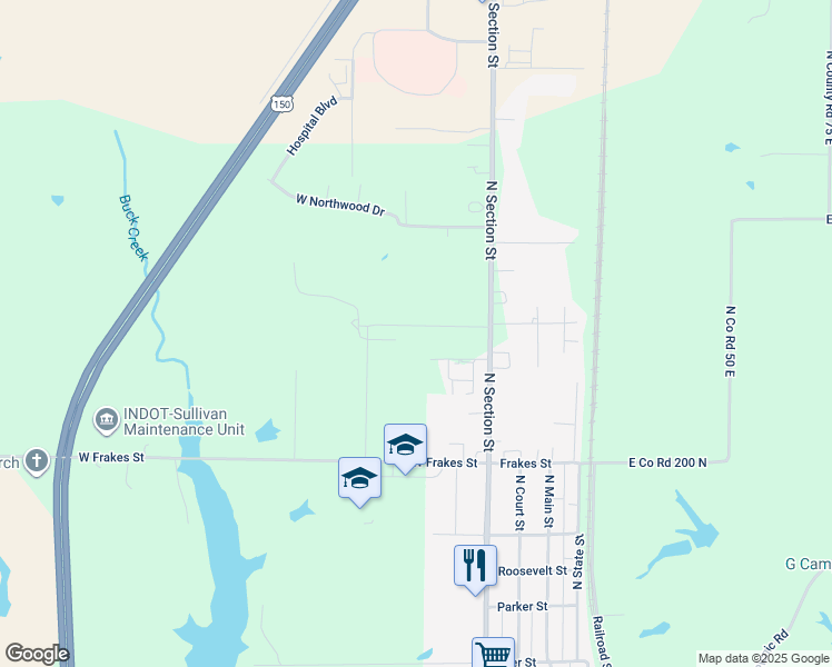 map of restaurants, bars, coffee shops, grocery stores, and more near 321 West Village Drive in Sullivan