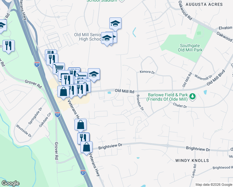 map of restaurants, bars, coffee shops, grocery stores, and more near 602 Milldam Ct in Anne Arundel
