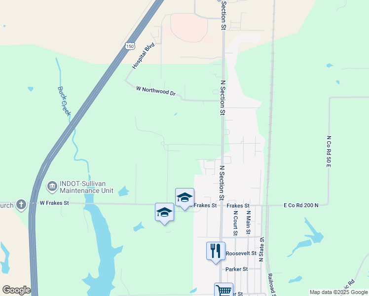 map of restaurants, bars, coffee shops, grocery stores, and more near 321 West Village Drive in Sullivan