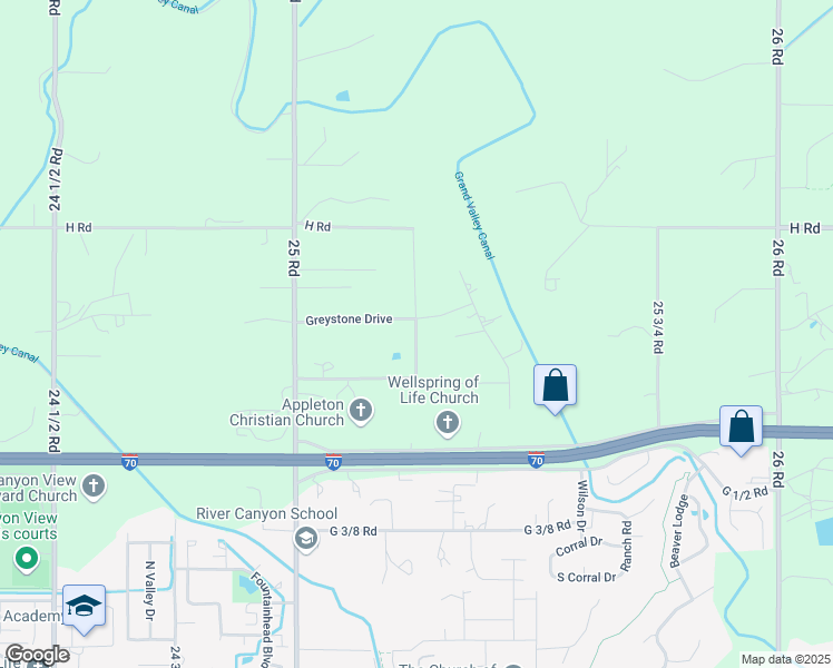 map of restaurants, bars, coffee shops, grocery stores, and more near 432 25 1/4 Road in Grand Junction