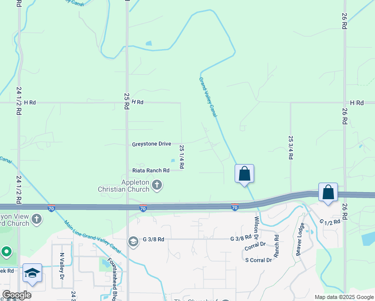 map of restaurants, bars, coffee shops, grocery stores, and more near 432 25 1/4 Road in Grand Junction