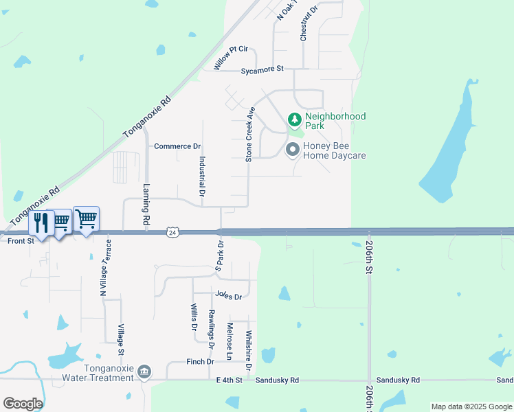 map of restaurants, bars, coffee shops, grocery stores, and more near 2045 U.S. 24 in Tonganoxie