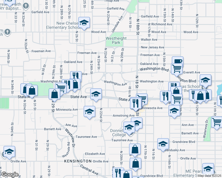 map of restaurants, bars, coffee shops, grocery stores, and more near 1106 Hoel Parkway in Kansas City