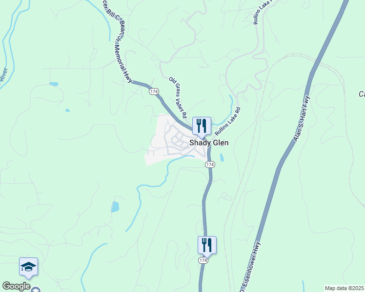 map of restaurants, bars, coffee shops, grocery stores, and more near 525 Gladycon Road in Colfax