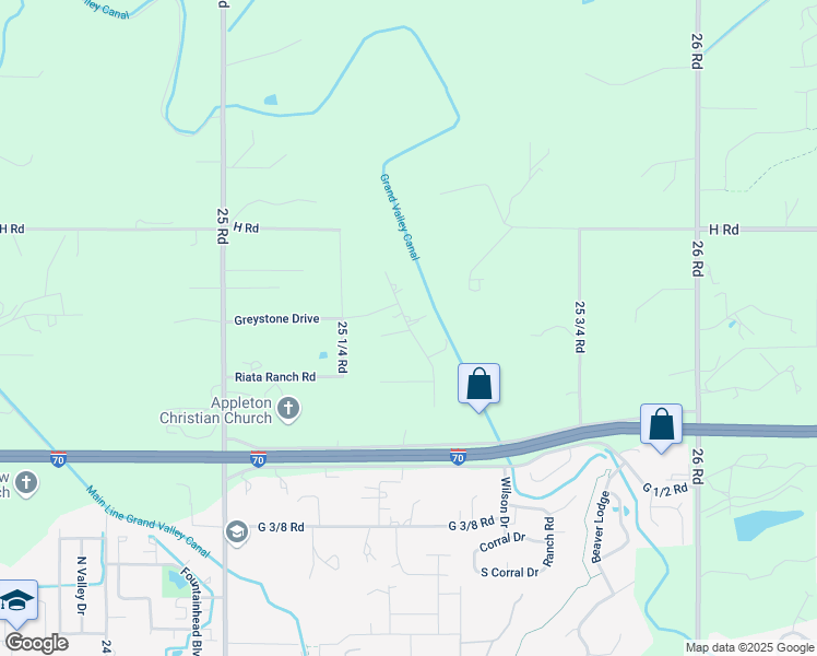 map of restaurants, bars, coffee shops, grocery stores, and more near Foxtail Road in Grand Junction