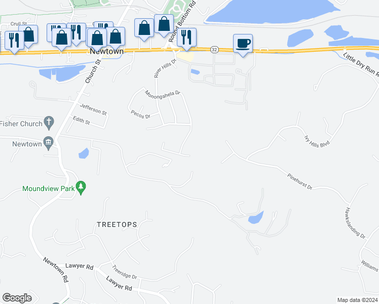 map of restaurants, bars, coffee shops, grocery stores, and more near 3309 Scioto Drive in Cincinnati