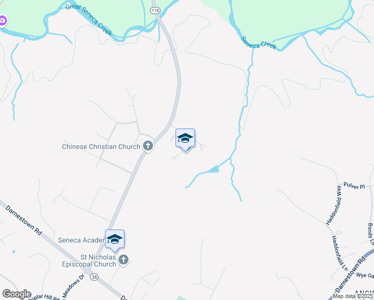map of restaurants, bars, coffee shops, grocery stores, and more near 15951 Germantown Road in Germantown