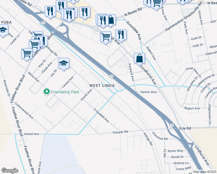 map of restaurants, bars, coffee shops, grocery stores, and more near 1266 Hammonton Road West in Marysville