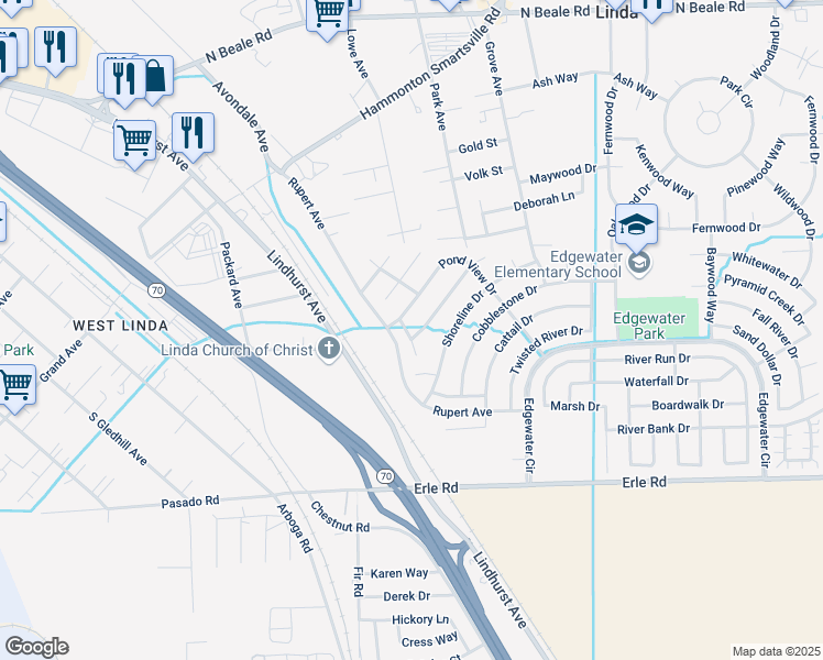 map of restaurants, bars, coffee shops, grocery stores, and more near 1563 3 Rivers Drive in Marysville