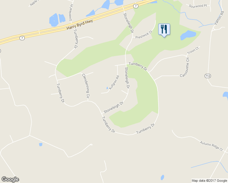 map of restaurants, bars, coffee shops, grocery stores, and more near 35191 Tate Court in Round Hill