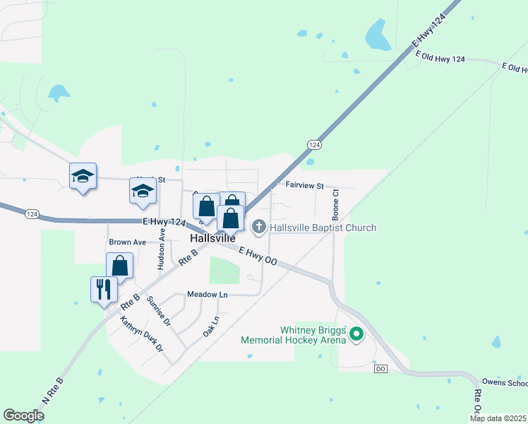 map of restaurants, bars, coffee shops, grocery stores, and more near 208-222 Elizabeth St in Hallsville