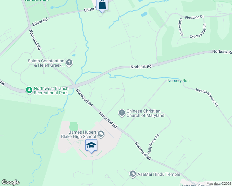 map of restaurants, bars, coffee shops, grocery stores, and more near 318 Duxbury Road in Silver Spring