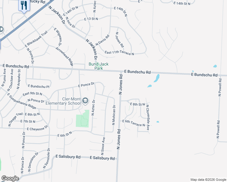map of restaurants, bars, coffee shops, grocery stores, and more near 829 North Sioux Avenue in Independence