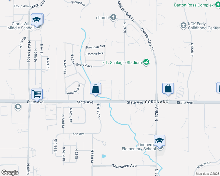 map of restaurants, bars, coffee shops, grocery stores, and more near 5940 State Avenue in Kansas City