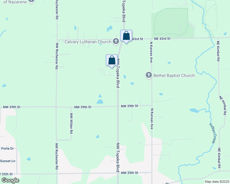 map of restaurants, bars, coffee shops, grocery stores, and more near 3923 Northwest Topeka Boulevard in Topeka