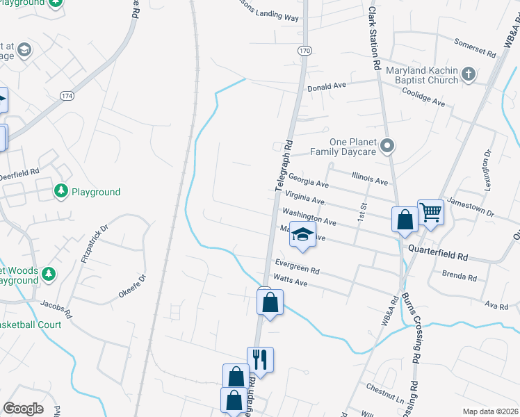 map of restaurants, bars, coffee shops, grocery stores, and more near 1508 Florida Avenue in Severn