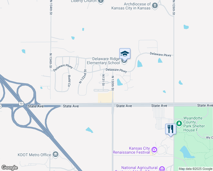 map of restaurants, bars, coffee shops, grocery stores, and more near 13017 Washington Court in Kansas City