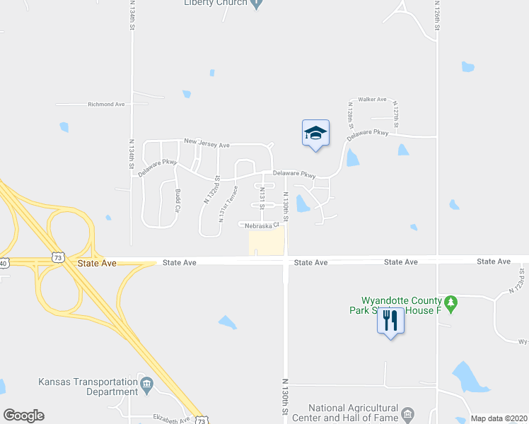 map of restaurants, bars, coffee shops, grocery stores, and more near 13025 Washington Court in Kansas City