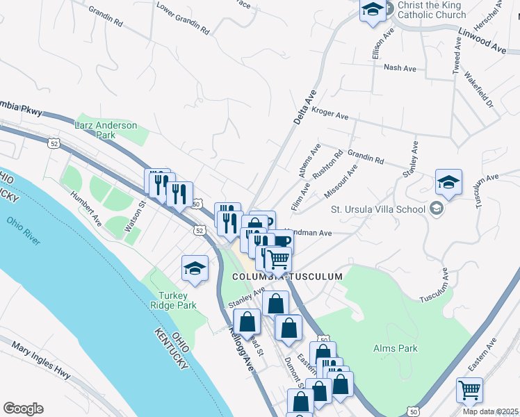 map of restaurants, bars, coffee shops, grocery stores, and more near 478 Empress Avenue in Cincinnati