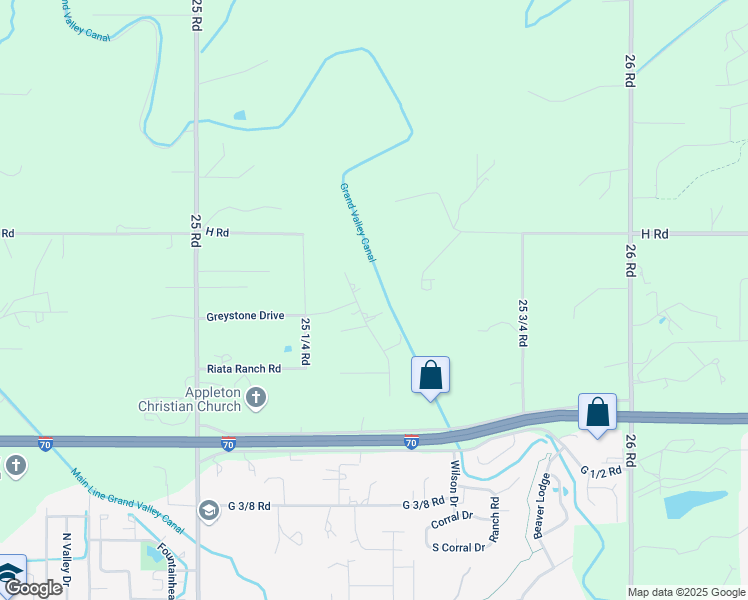 map of restaurants, bars, coffee shops, grocery stores, and more near Foxtail Road in Grand Junction