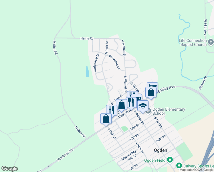 map of restaurants, bars, coffee shops, grocery stores, and more near 335 N Park St in Ogden
