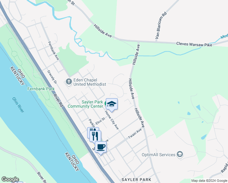 map of restaurants, bars, coffee shops, grocery stores, and more near 6713 Daniels Walk in Cincinnati