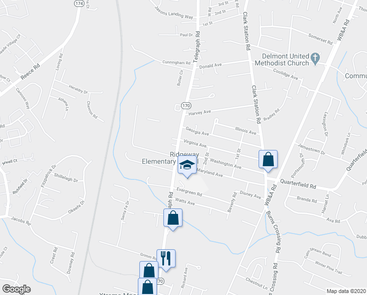 map of restaurants, bars, coffee shops, grocery stores, and more near 8057 Telegraph Road in Severn
