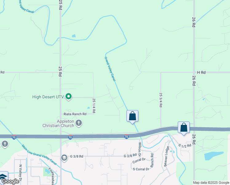 map of restaurants, bars, coffee shops, grocery stores, and more near Foxtail Road in Grand Junction