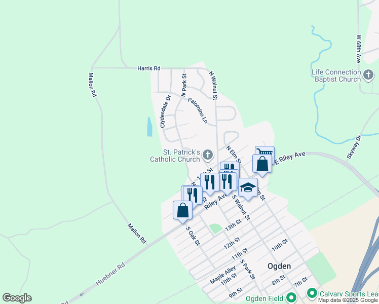 map of restaurants, bars, coffee shops, grocery stores, and more near 335 North Park Street in Ogden