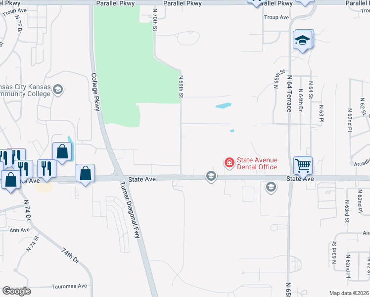 map of restaurants, bars, coffee shops, grocery stores, and more near 1219 North 69th Street in Kansas City
