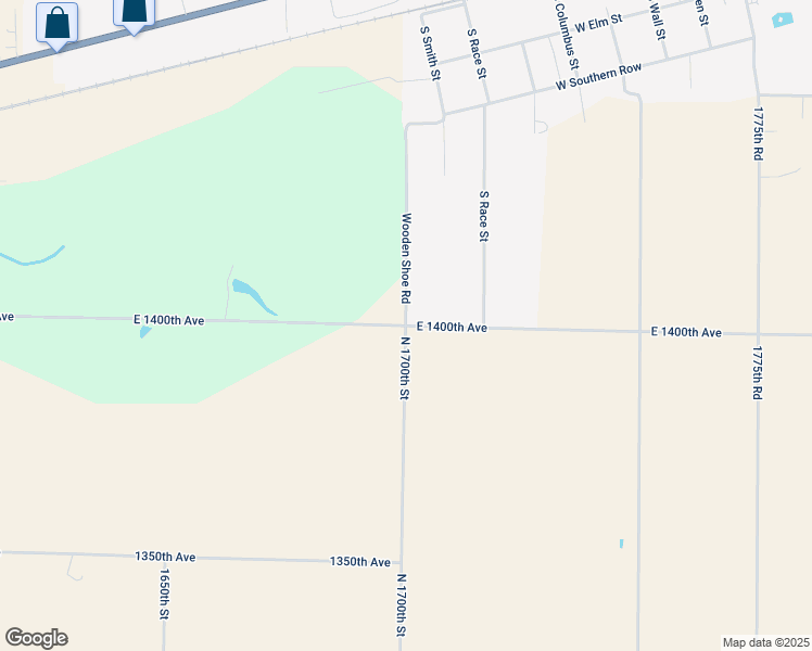 map of restaurants, bars, coffee shops, grocery stores, and more near 17001 County Road 1400 North in Teutopolis