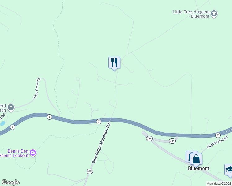 map of restaurants, bars, coffee shops, grocery stores, and more near 18099 Raven Rocks Road in Bluemont