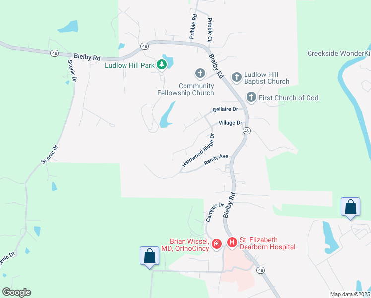 map of restaurants, bars, coffee shops, grocery stores, and more near 410 Valley Drive in Lawrenceburg