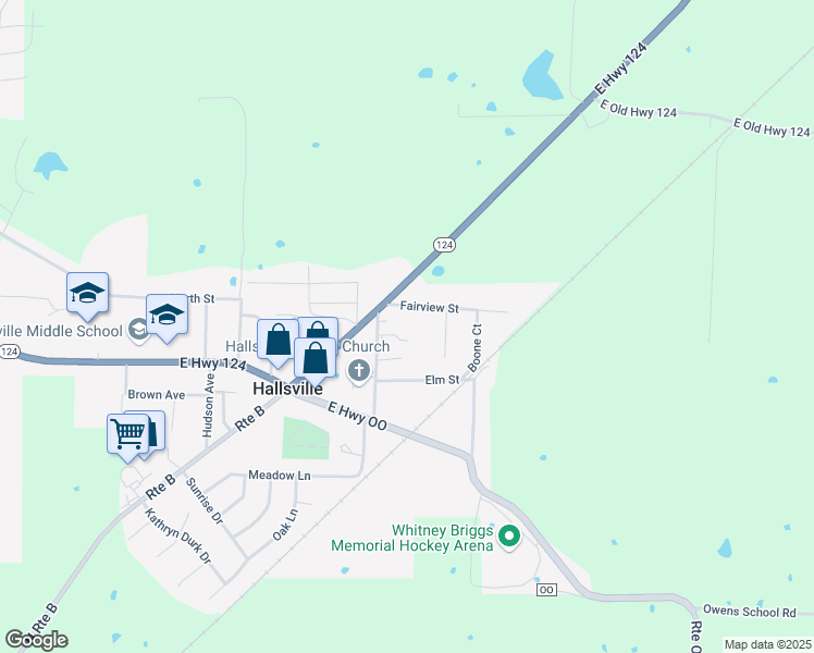 map of restaurants, bars, coffee shops, grocery stores, and more near 222 Elizabeth St in Hallsville