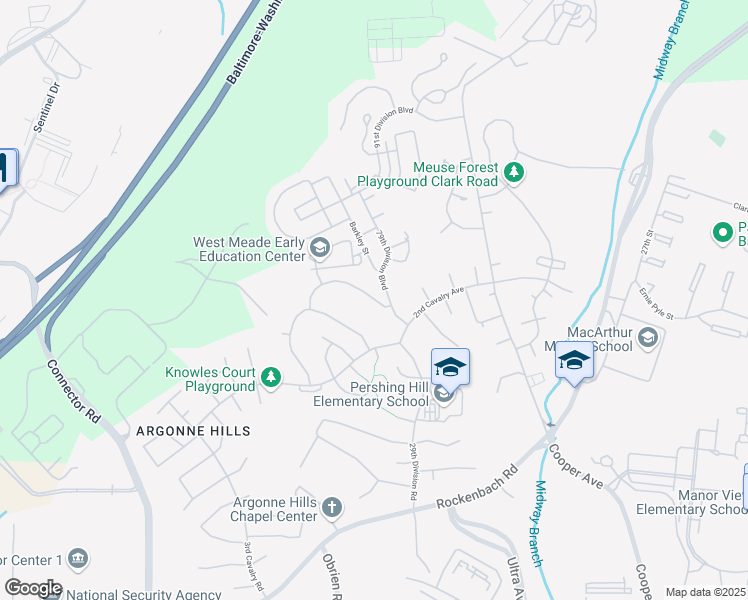 map of restaurants, bars, coffee shops, grocery stores, and more near 7722 Ray Street in Fort Meade