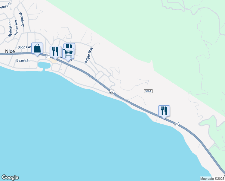 map of restaurants, bars, coffee shops, grocery stores, and more near 4150 California 20 in Nice
