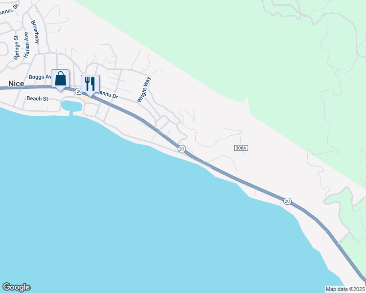map of restaurants, bars, coffee shops, grocery stores, and more near 4150 California 20 in Nice