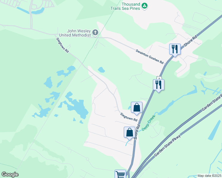 map of restaurants, bars, coffee shops, grocery stores, and more near 5 Swainton Goshen Road in Cape May County