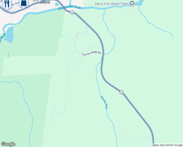 map of restaurants, bars, coffee shops, grocery stores, and more near 12733-12983 Appalachian Highway in Davis