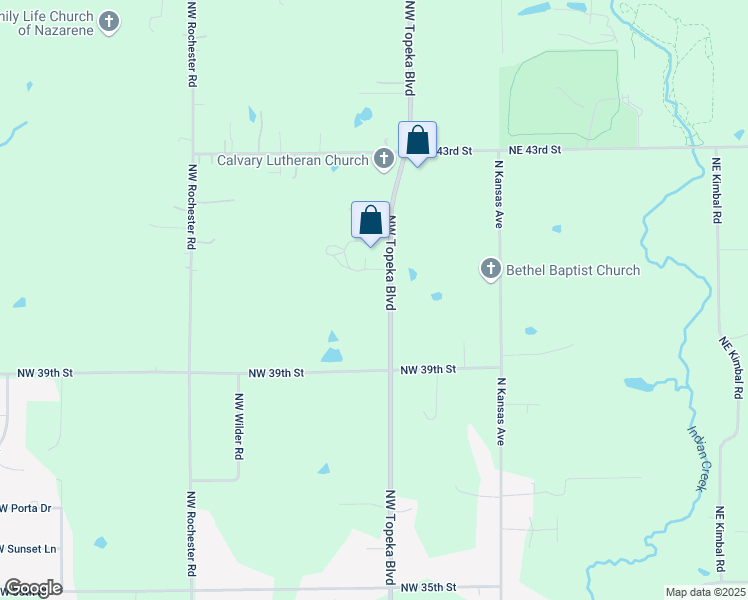 map of restaurants, bars, coffee shops, grocery stores, and more near 3923 NW Topeka Blvd in Topeka