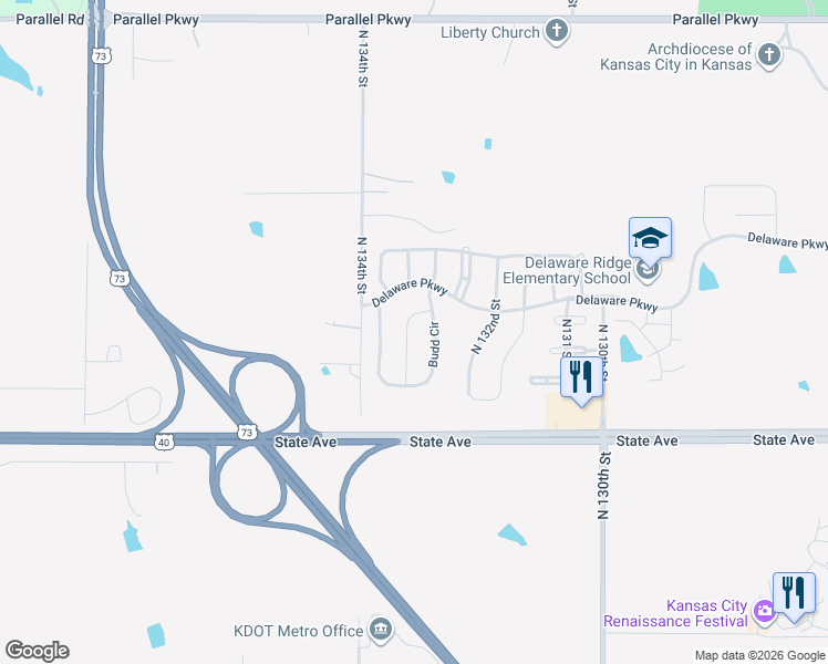 map of restaurants, bars, coffee shops, grocery stores, and more near 1239 Zarda Lane in Kansas City