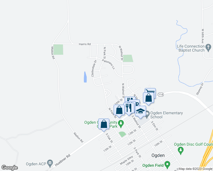 map of restaurants, bars, coffee shops, grocery stores, and more near 326 Clydesdale Circle in Ogden