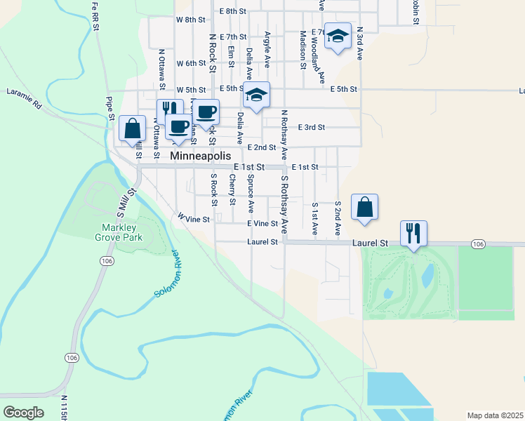 map of restaurants, bars, coffee shops, grocery stores, and more near 400-498 East Chestnut Street in Minneapolis
