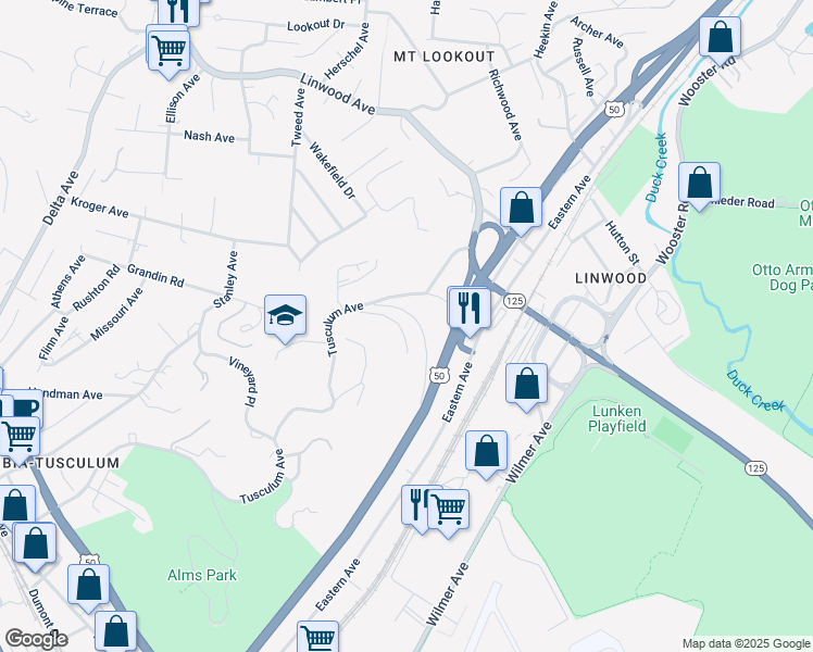 map of restaurants, bars, coffee shops, grocery stores, and more near 1080 Tuscany Place in Cincinnati