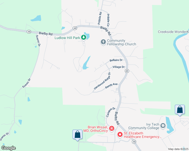 map of restaurants, bars, coffee shops, grocery stores, and more near 2512 Knoll Court in Lawrenceburg